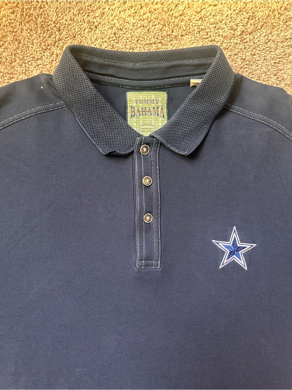 Tommy Bahama Dallas Cowboys Men's Emfielder Polo Shirt Navy Blue Size Large
